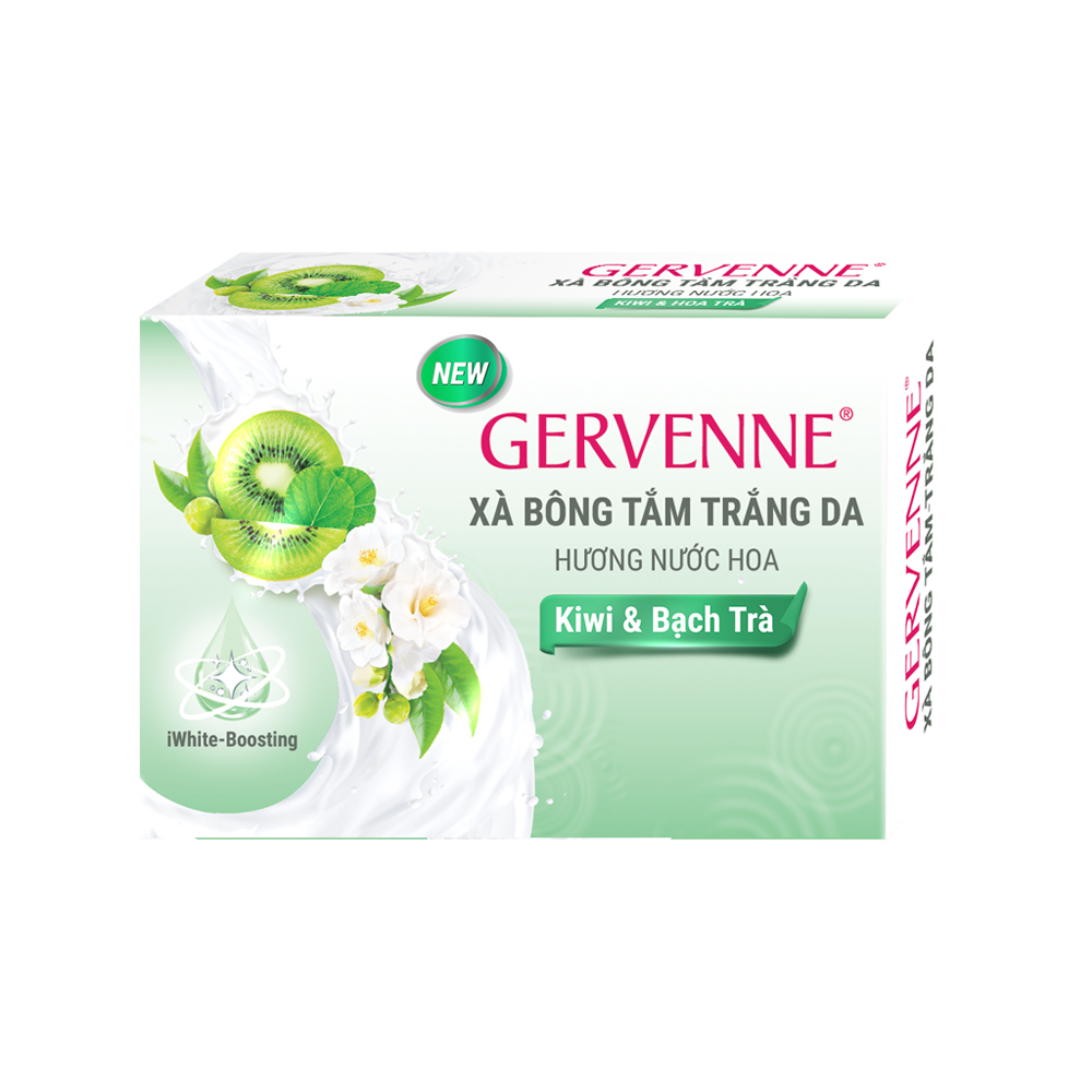 Gervenne Xà bông tắm trắng da hương nước hoa Kiwi &amp; Bạch Trà 90g