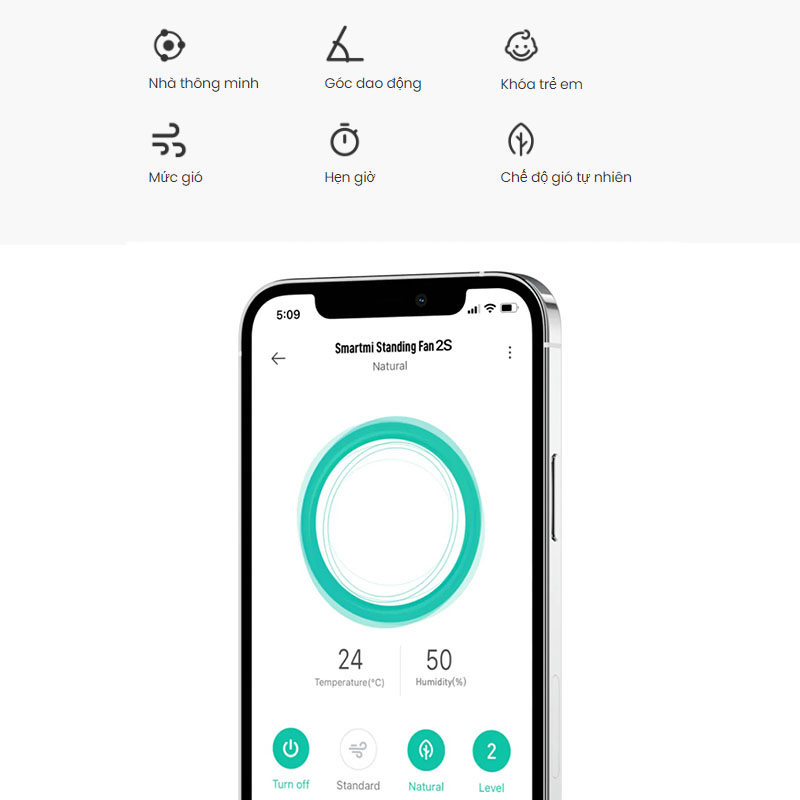 Quạt Điện Thông Minh Smartmi Standing Fan 2S động cơ không chổi than biến tần DC - Hàng Chính Hãng