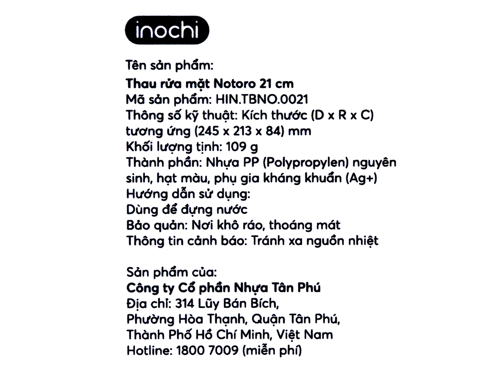 Thau rửa mặt Inochi Notoro (21cm-27cm-32cm-38cm)