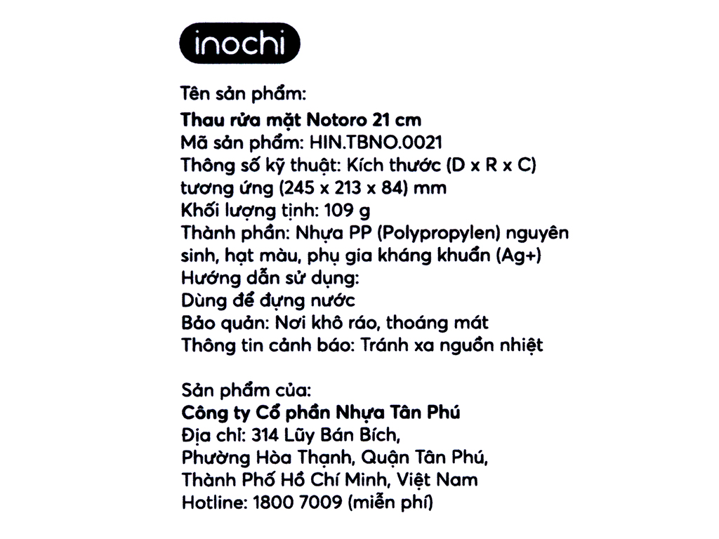 Thau rửa mặt Inochi Notoro