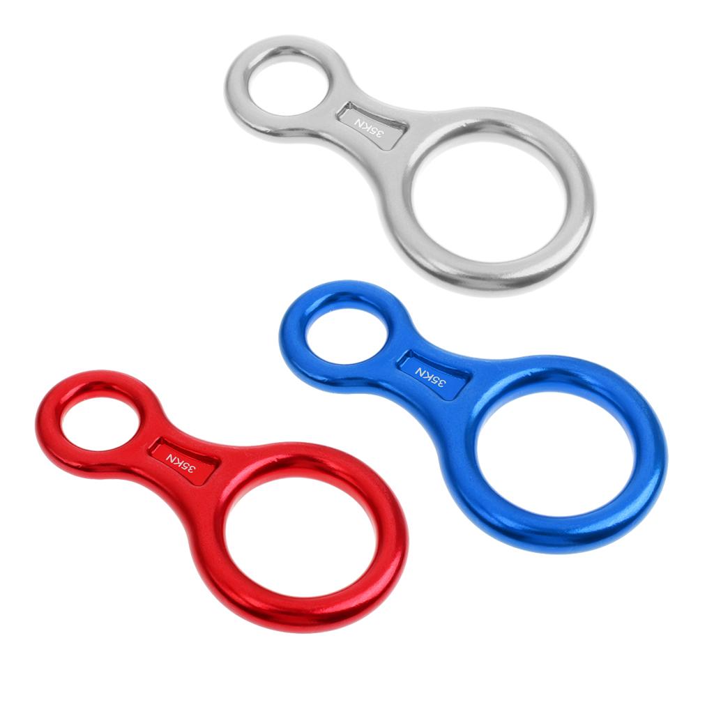 35KN Figure 8 Climbing Mountaineering Rappelling Ring Belay Device Red