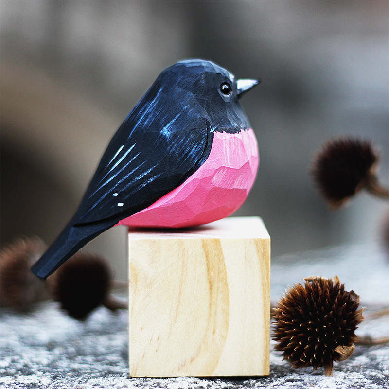 Tượng Chim Gỗ Pink Robin