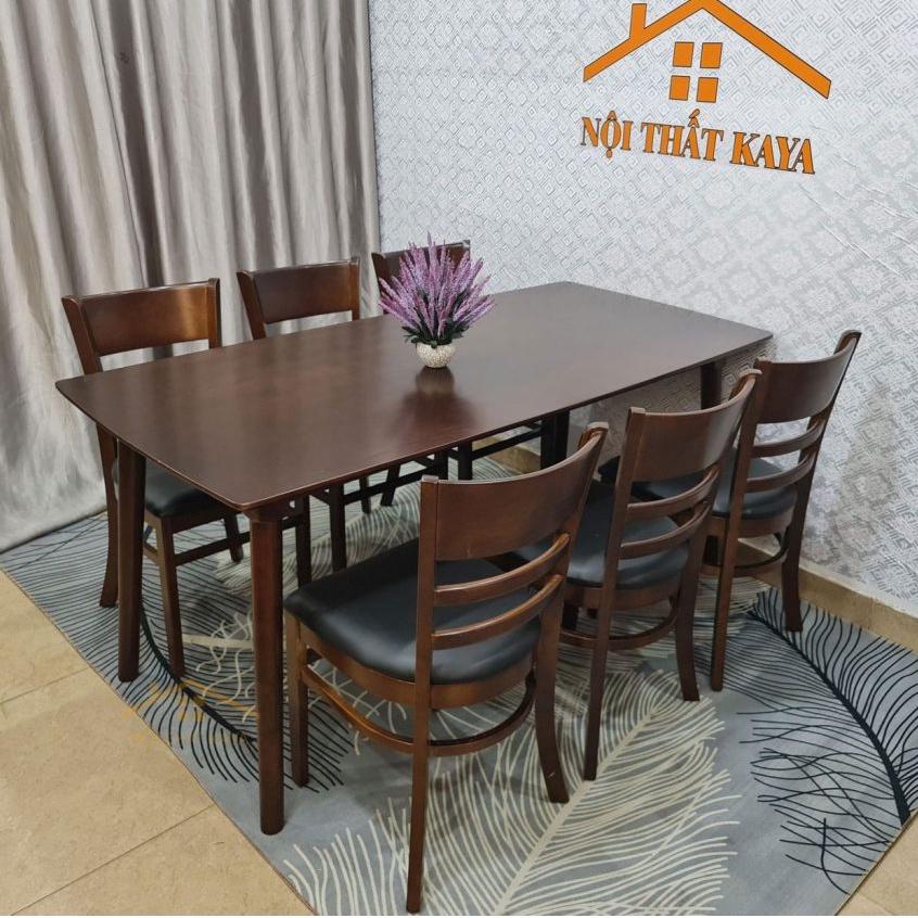 Bộ bàn Lunar 6 ghế Mostar 1m6 (Tự Nhiên) Mặt bàn: chất liệu HDF lõi xanh chống ẩm chống trầy nhập khẩu Malaysia