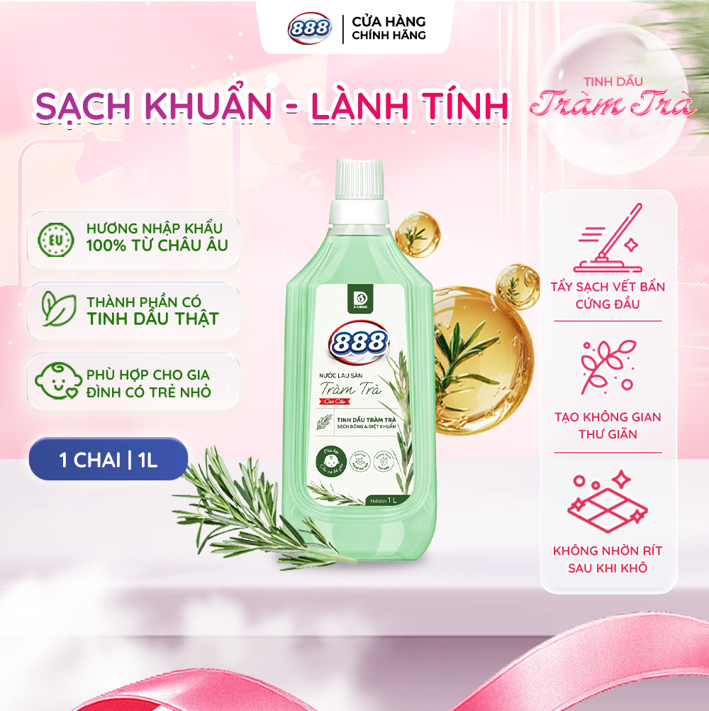 Combo 2 Chai Nước Lau Sàn 888 Tinh dầu Tràm Trà Sạch Khuẩn Và Lành Tính 1L/Chai