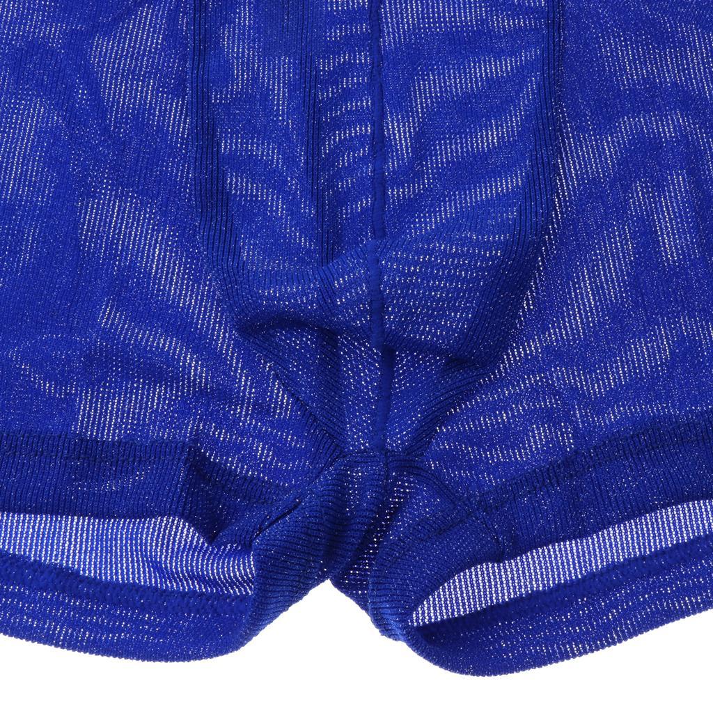 Fashion Mens See-through Mesh Underwear Loose Glitter Boxers Trunks