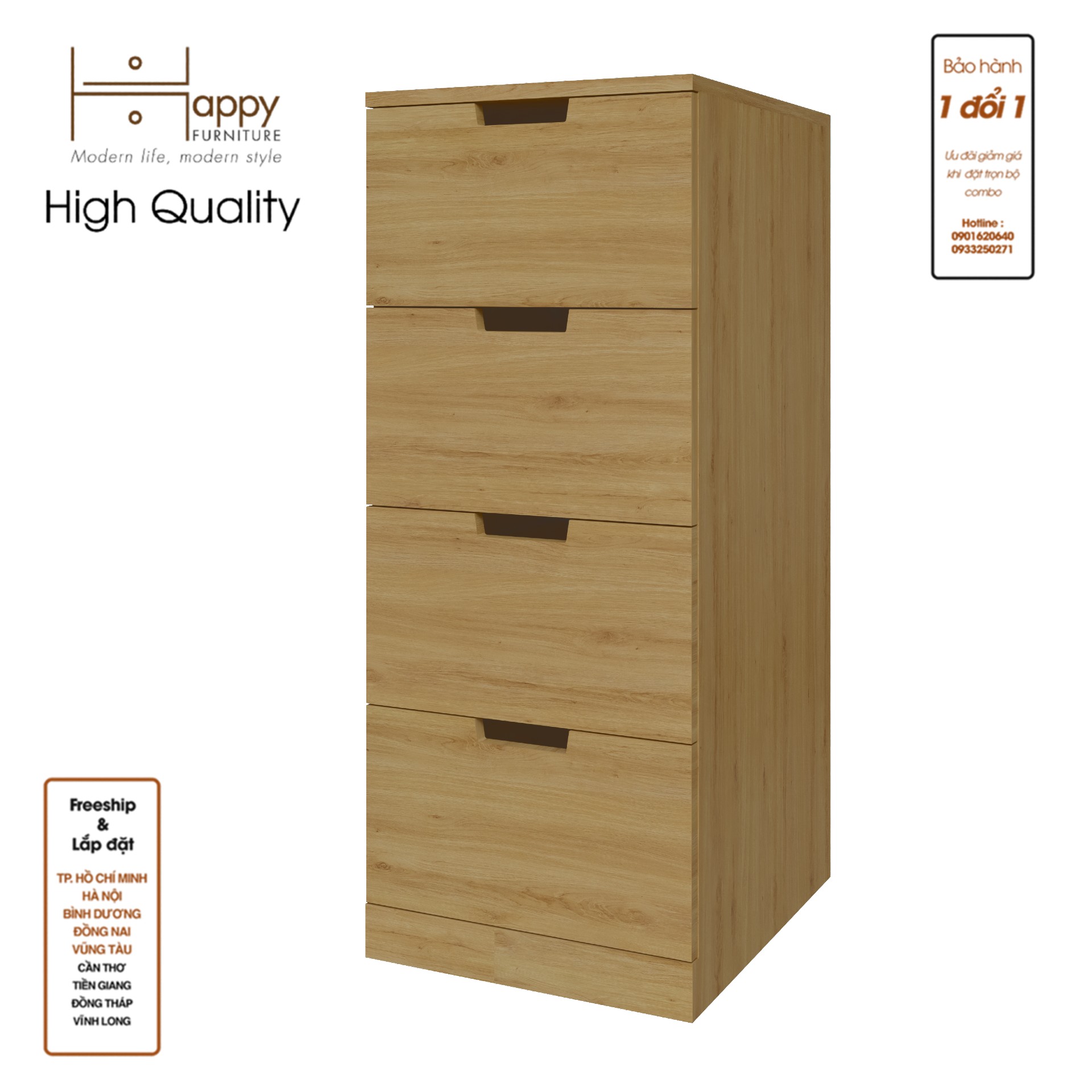 [Happy Home Furniture] SCANDINA, Tủ đựng đồ 4 ngăn kéo, 40cm x 47cm x 98cm ( DxRxC), THK_101