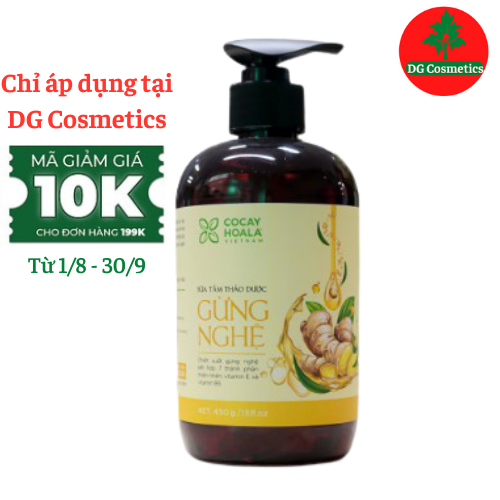 SỮA TẮM THẢO DƯỢC GỪNG NGHỆ - DƯỠNG TRẮNG, MỜ THÂM, NGĂN NGỪA MỤN VÀ HẠN CHẾ VIÊM TẮC LỖ CHÂN LÔNG CHAI LỚN 450G, TẶNG MŨ TRÙM TÓC