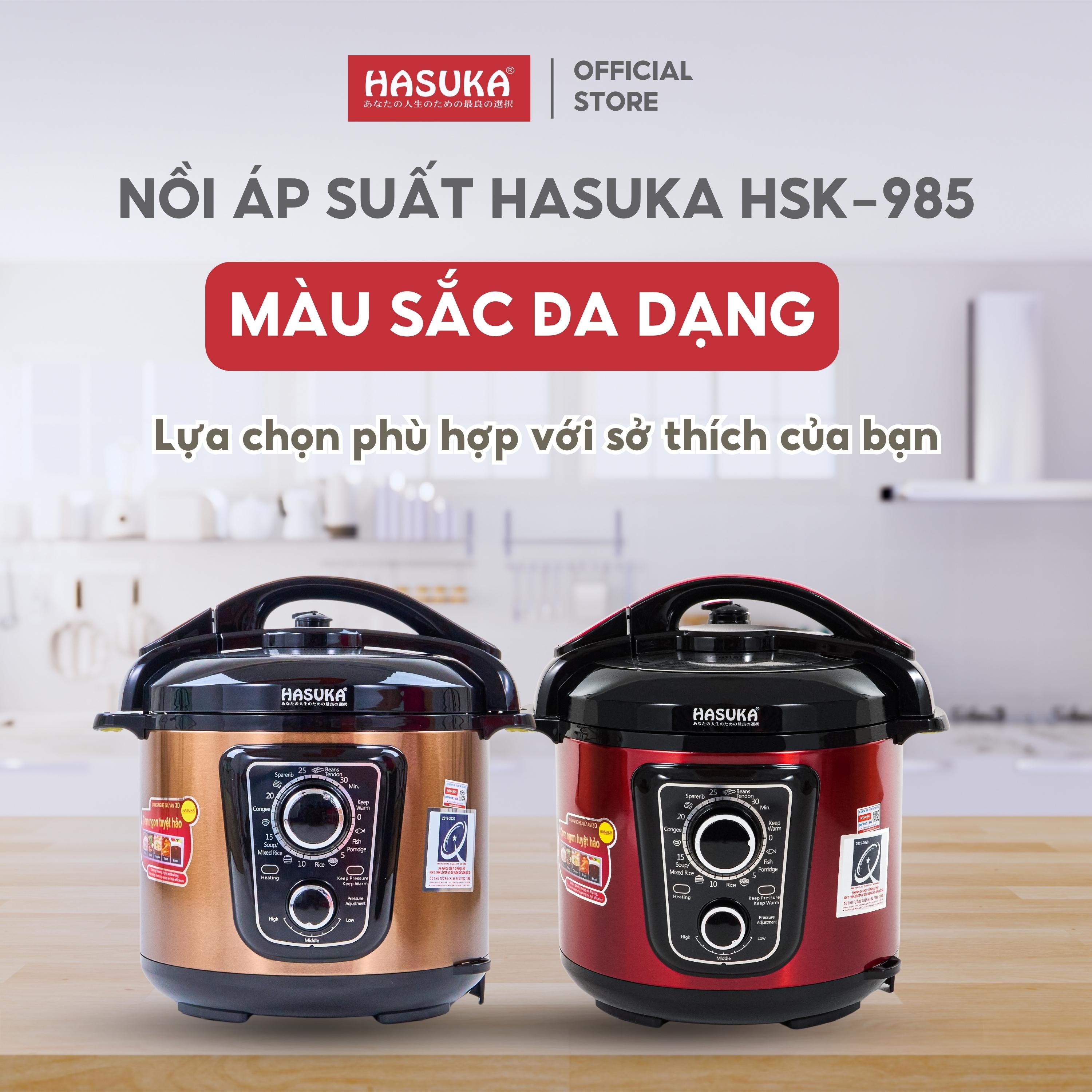 Nồi áp suất điện đa năng HASUKA HSK-985 dung tích 6L, công suất 1000W phù hợp với mọi gia đình - Hàng chính hãng (BH 12 tháng)