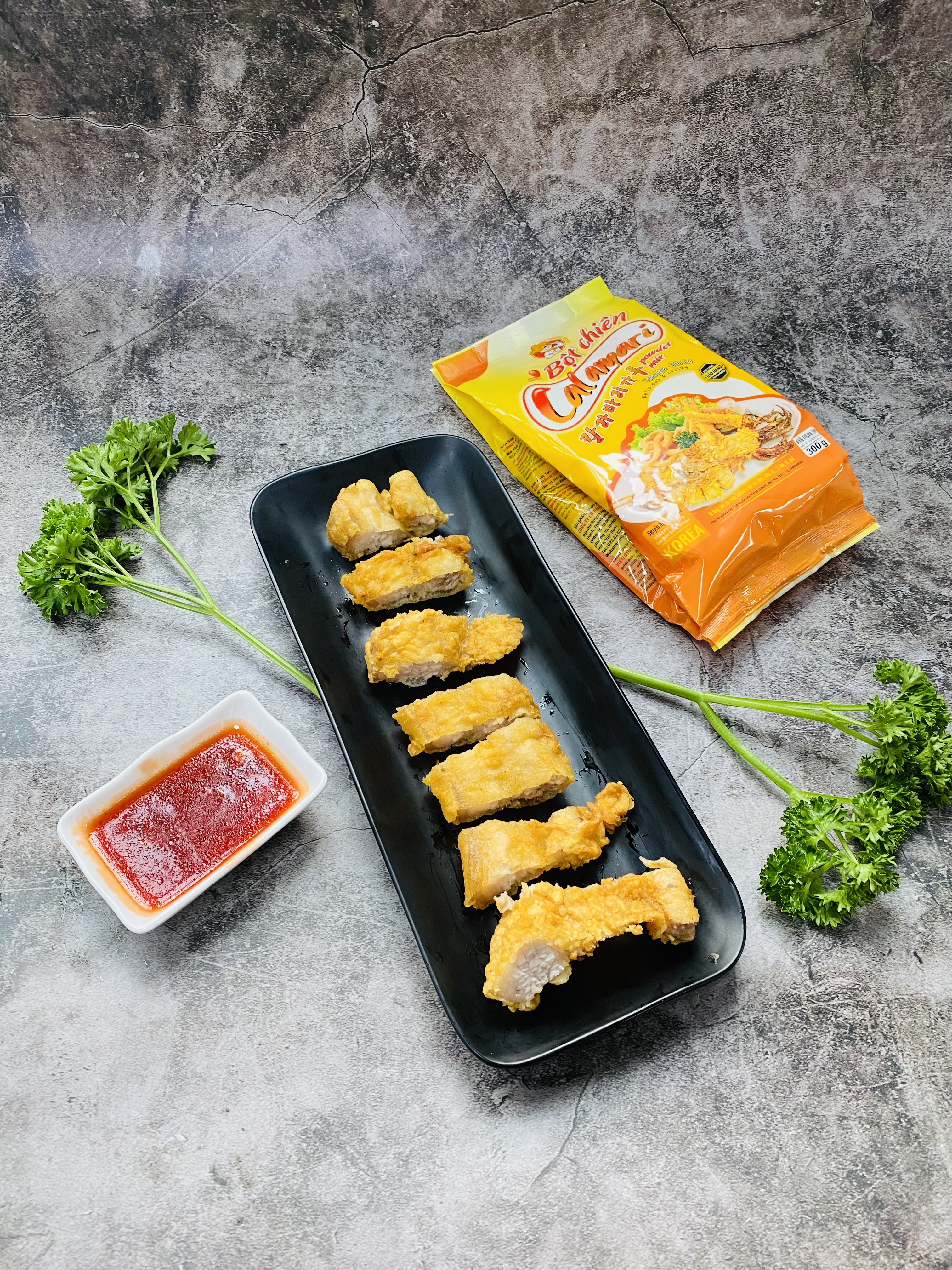 Bột chiên Tempura Hải Sản, Rau Củ Quả Calamari - Nguyên liệu nhập khẩu Hàn Quốc