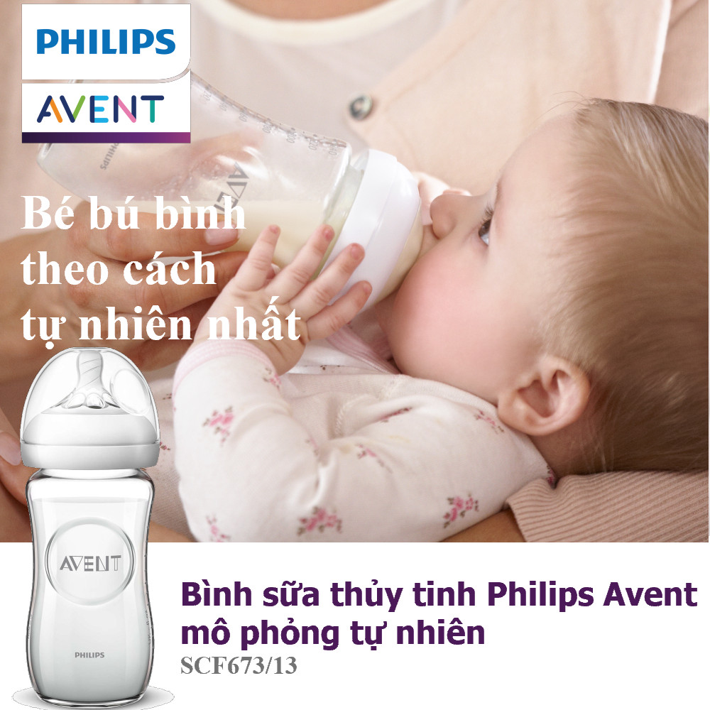Bình sữa thủy tinh mô phỏng tự nhiên hiệu Philips Avent cho trẻ từ 1 tháng tuổi 673.13