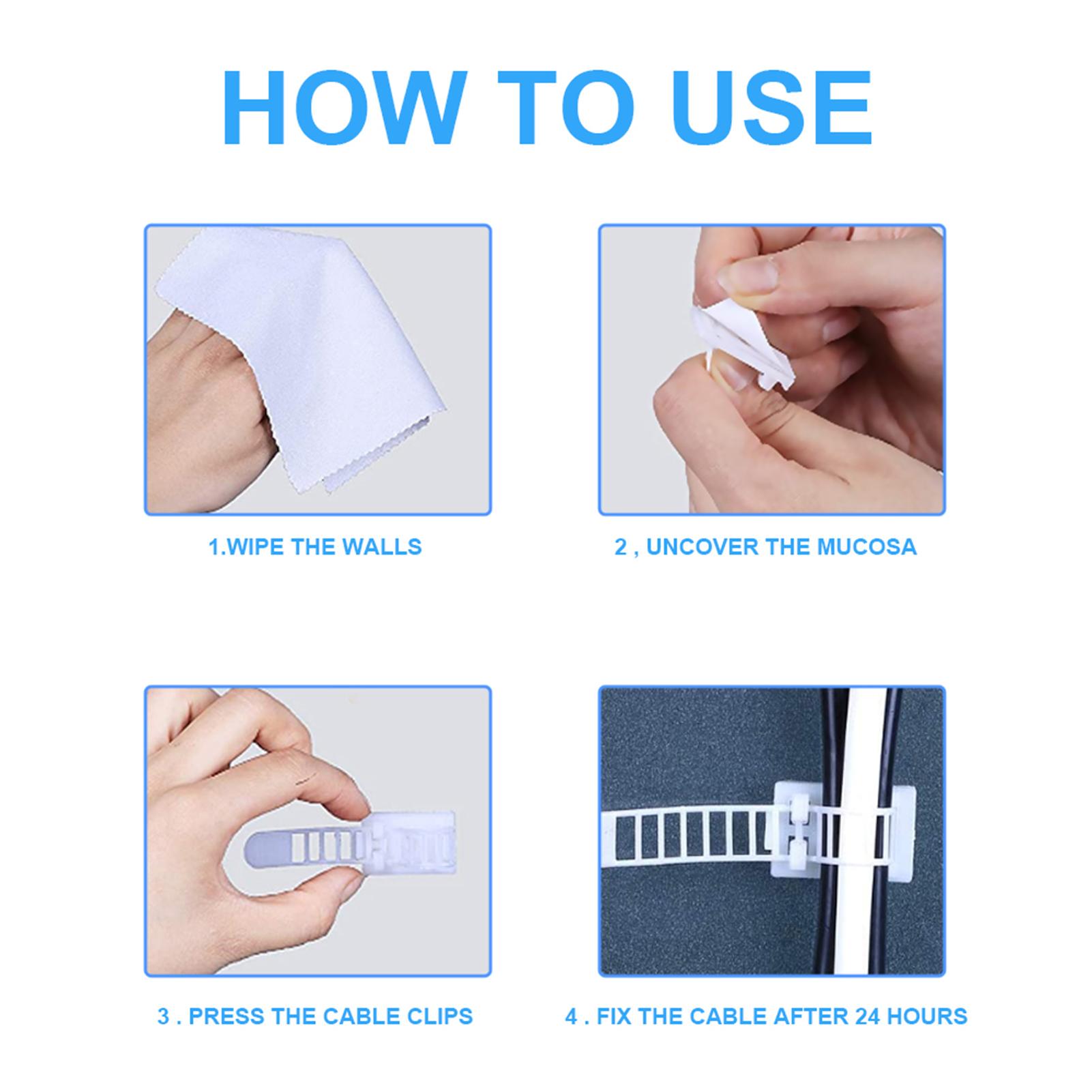 Kẹp cáp tự dính để cố định các sợi dây diện, dây cáp…gồm 25 kẹp và 25 giá