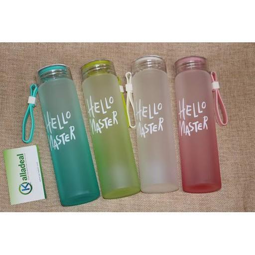 Combo 10 bình thủy tinh đựng nước Hello Master có quai xách