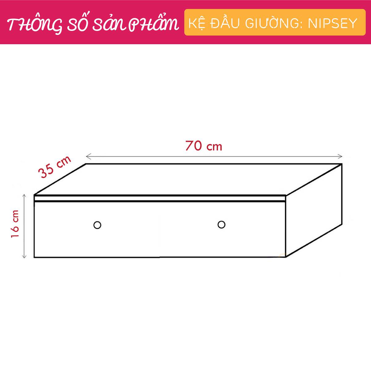 Tủ gỗ đầu giường hiện đại SMLIFE Nipsey | Gỗ MDF dày 17mm chống ẩm | D70xR35xC16cm