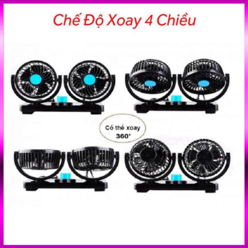 Quạt máy đôi mini 12v cho ô tô