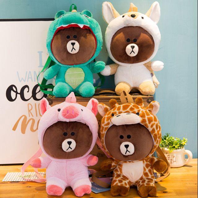 Balo gấu Brown cosplay khủng long/ shiba/ heo/ hươu
