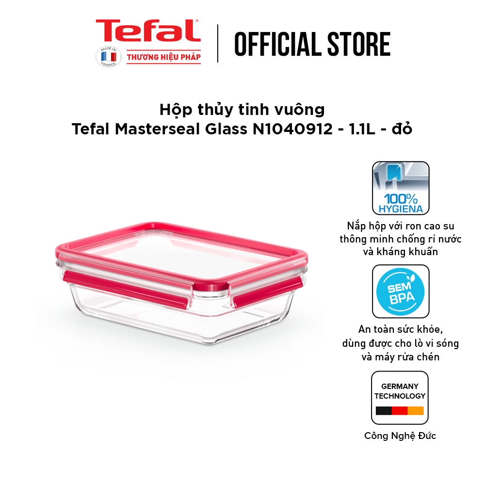 Hộp bảo quản thực phẩm thủy tinh Tefal Masterseal Glass 1100ml - Hàng chính hãng