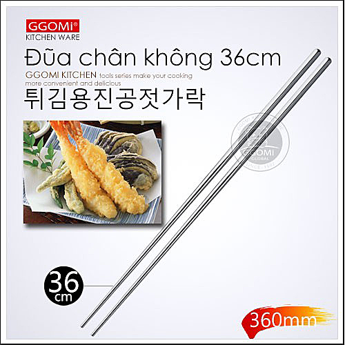 [HÀNG CHÍNH HÃNG]Đũa dài inox 36cm xào nấu thực phẩm, được hút chân không siêu nhẹ GGOMi Hàn Quốc GG678