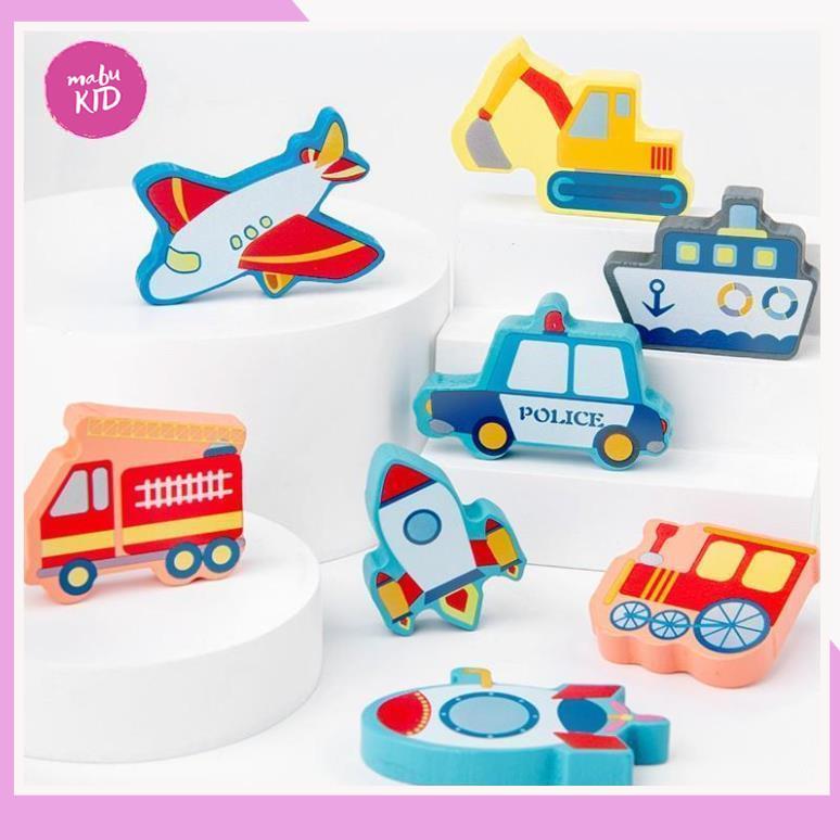 Bảng gỗ 6 in 1 - Bảng Chữ Cái Cho Bé, Số, Hình Học, Câu Cá, Phương Tiện Giao Thông Đa Năng