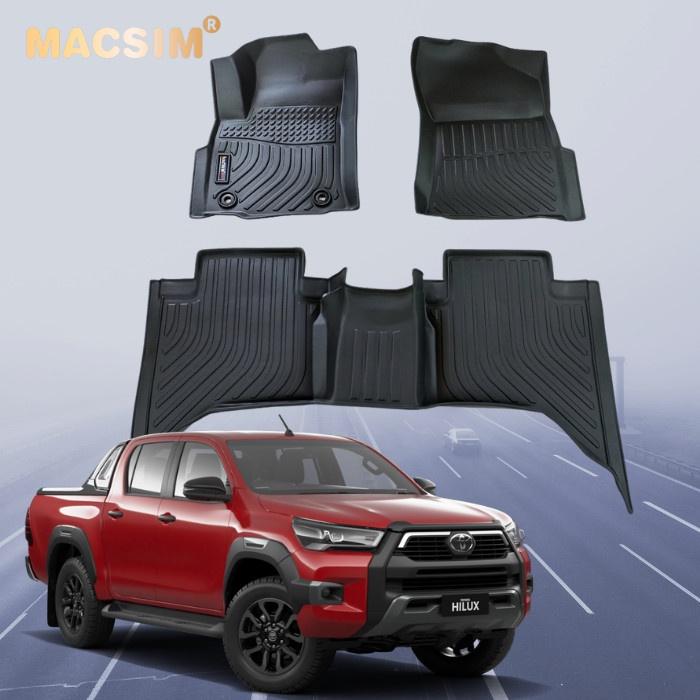 Hình ảnh Thảm lót sàn xe ô tô Toyota Hilux 2015-2021 Nhãn hiệu Macsim chất liệu nhựa TPE cao cấp màu đen