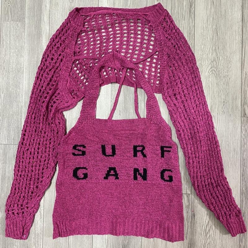 Set áo khoác lưới mix áo dây len SURFGANG hottrend 2022