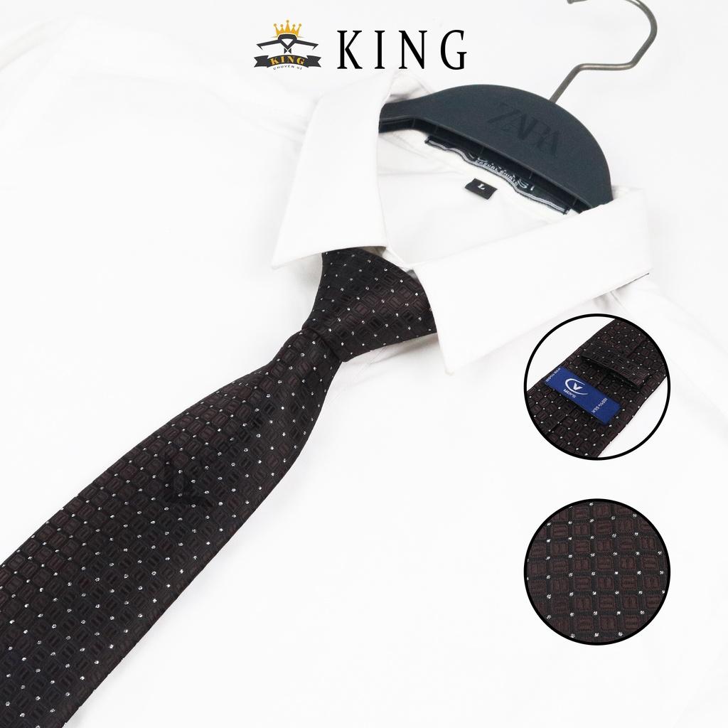 Cà vạt nam xanh đen KING bản 8cm, cravat nam, cravat cao cấp giá rẻ C008