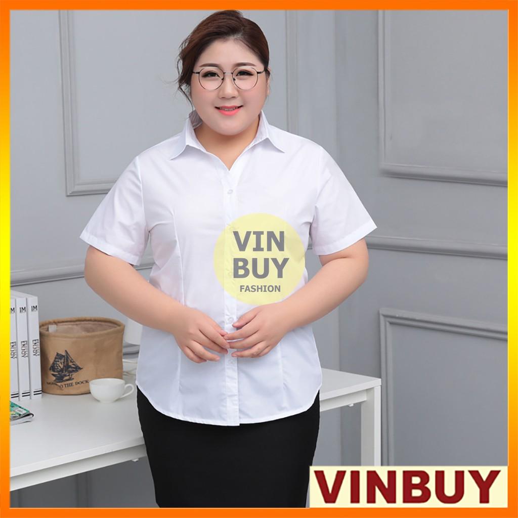 áo sơ mi trắng nữ bigsize VINBUY form áo lên đến 90kg - 100kg