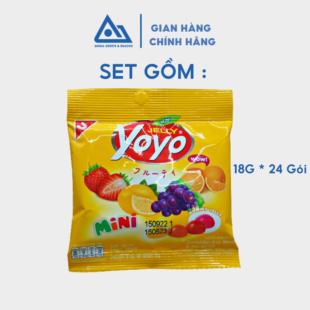 Kẹo dẻo trái cây Yoyo  432g( 24 gói- 2 dây) vị Nho/Dâu/Cam/Chanh, kẹo dẻo ăn vặt tuổi thơ Thái Lan An Gia Sweets Snacks