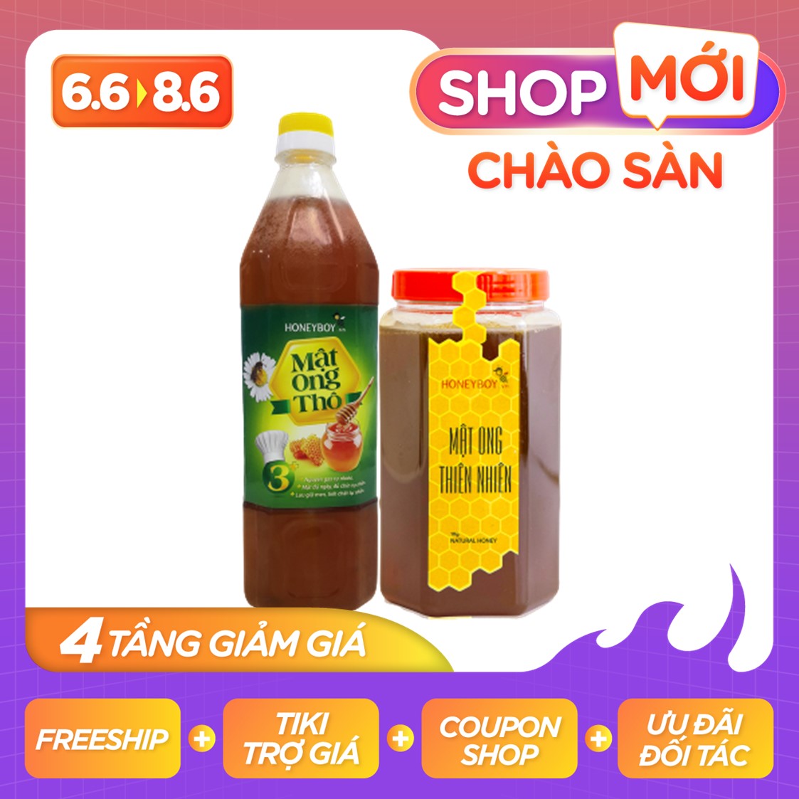 MẬT ONG THIÊN NHIÊN HONEYBOY 1Kg & MẬT ONG THÔ HONEYBOY 1000ml