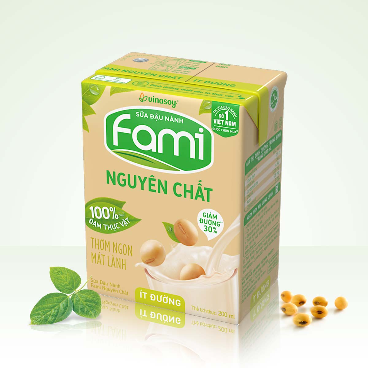 Thùng Sữa đậu nành Fami Nguyên Chất ít đường (200ml x 36 Hộp)