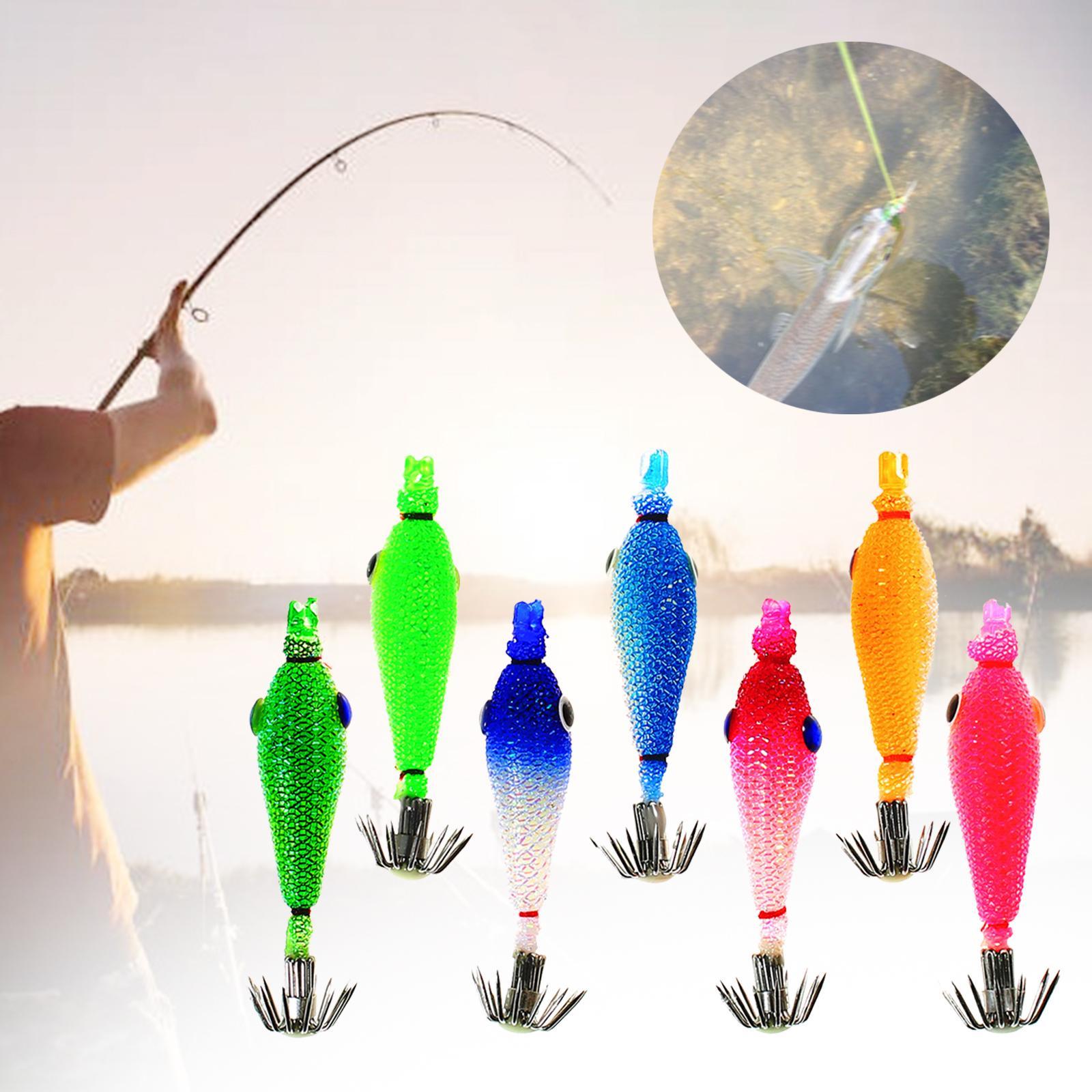 7Pcs Luminous Squid Jig Hooks Sea Fishing Tackle Glow Squid Jigs Squid Hooks