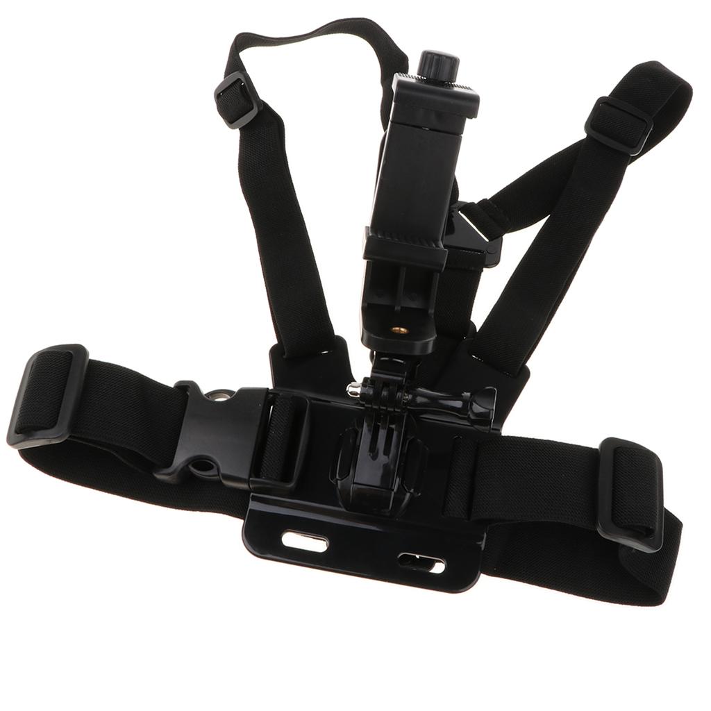 2x Chest Adjustable Strap Outdoor Holder with Clip for Smartphone Black