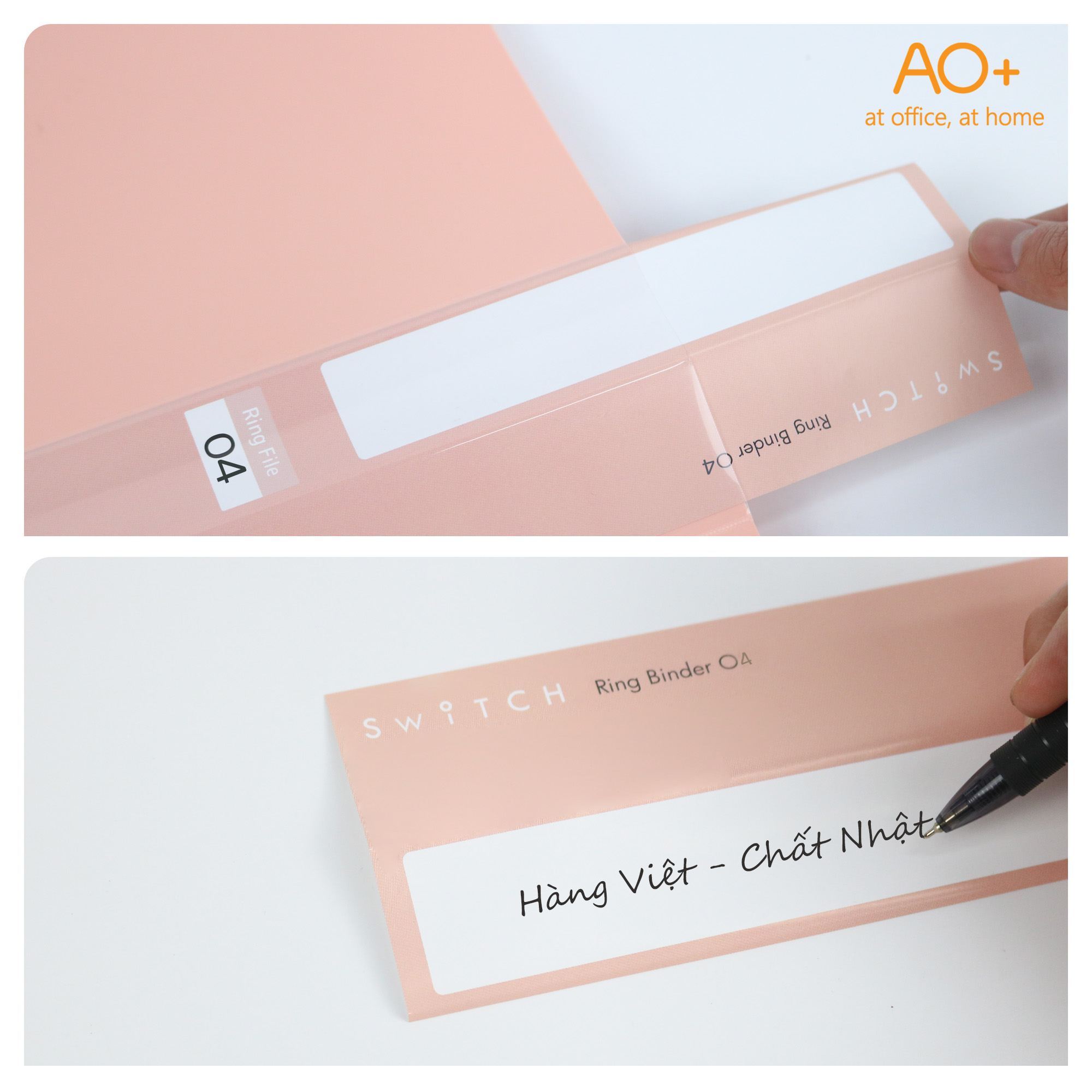 Bìa Còng O4 Switch ON AO+, Nhựa PP/ A4, 4 Nhẫn O, Kèm Bộ Phân Trang và Túi Sơ Mi Lỗ,