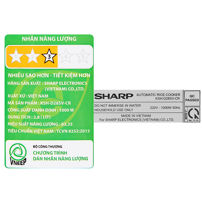 Nồi Cơm Điện Sharp KSH-D28SV-CR 2.8L - Hàng Chính Hãng