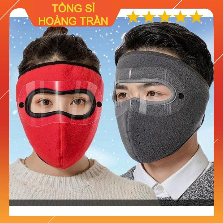 (Tổng Sỉ) Khẩu trang ninja 2in1 có kính Lót nỉ Chống bụi chống mưa gió bảo vệ mắt