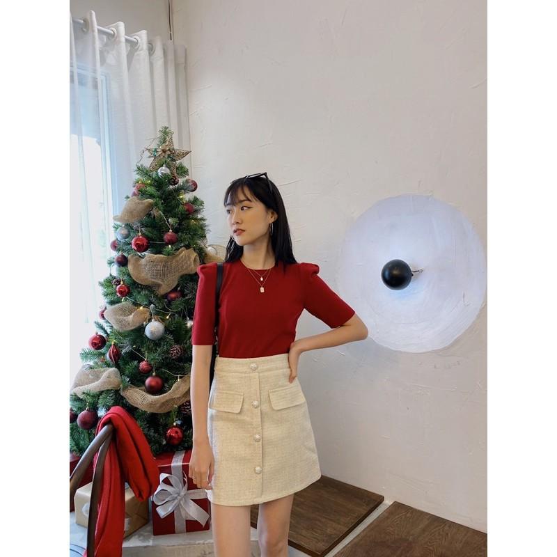 Chân váy nhũ cúc ngọc