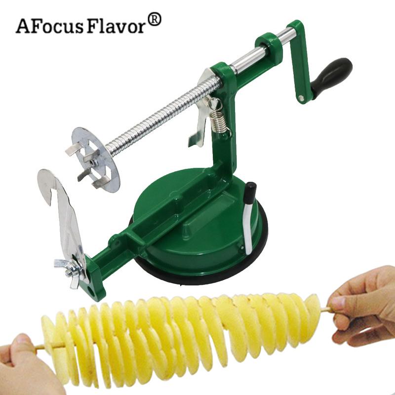 1 Máy Tính Khoai Tây Twister Khoai Tây Cắt Lát Thép Không Gỉ Phụ Kiện Nhà Bếp Lốc Máy Thái Bằng Tay Cắt Xoắn Ốc Chip