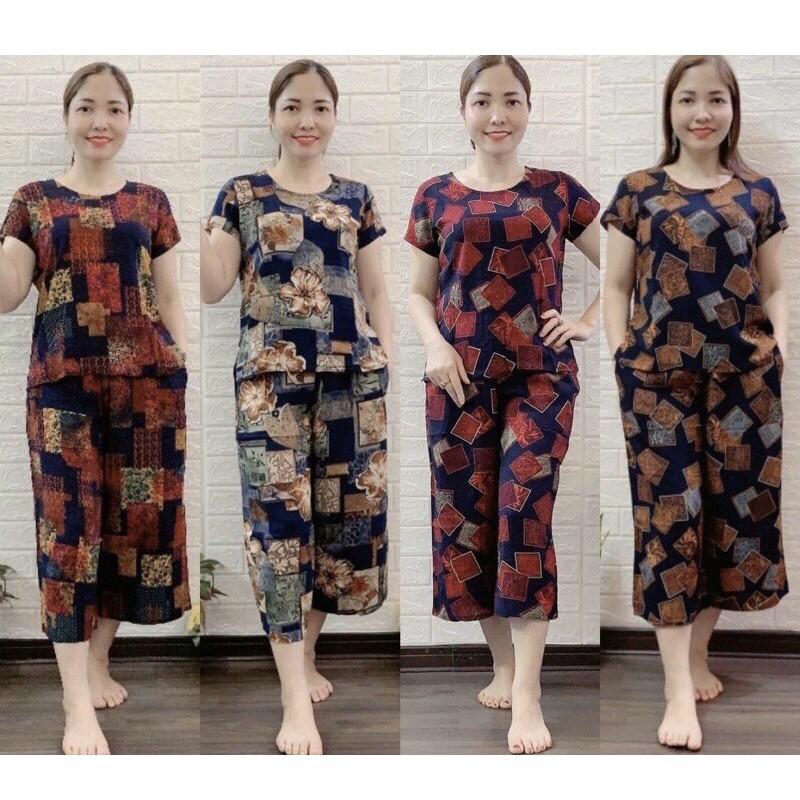 Đồ bộ lanh trung niên, bộ đồ tole lửng lửng ống rộng, vải dầy, mền mịn,mặc mát thấm hút mồ hôisize 48--70kg