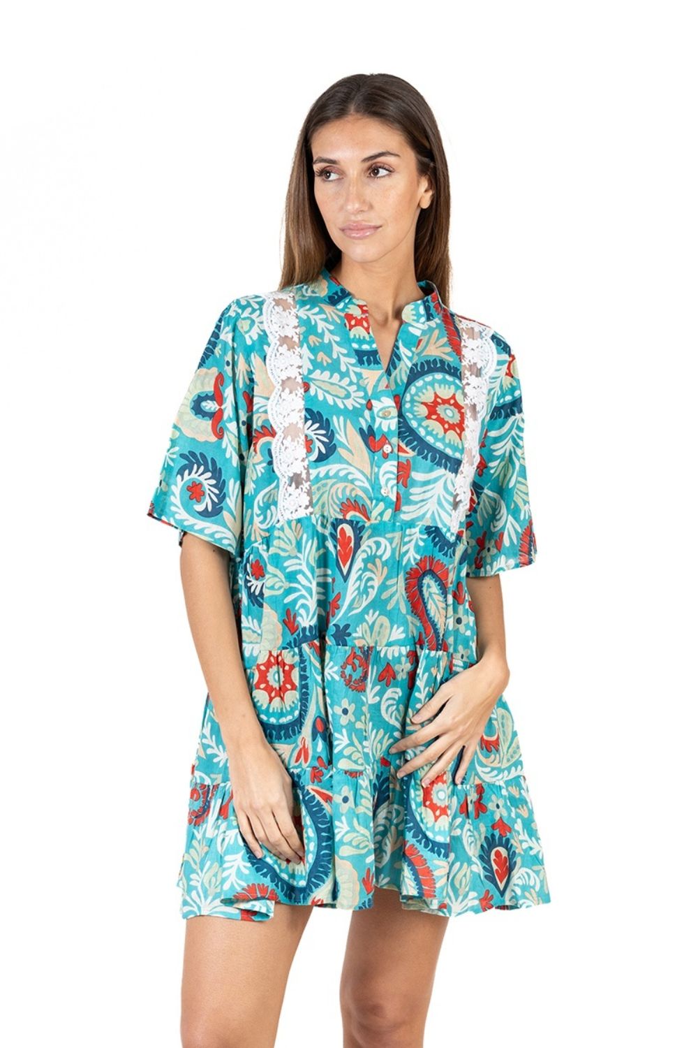 Đầm Cotton Phối Ren Isla Bonita