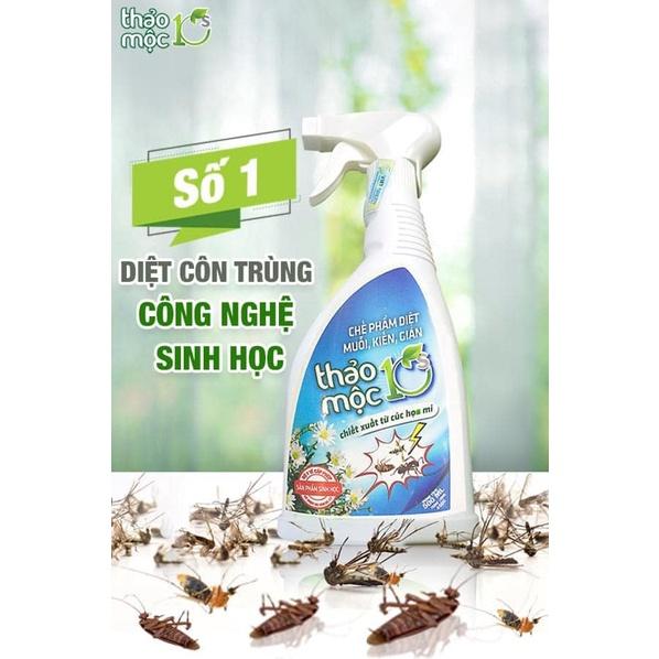 Bình xịt diệt côn trùng Muỗi Kiến Gián Mối Mọt Sinh Học 100% THẢO MỘC 10S - An toàn hiệu quả (Hương Bạc Hà mới )