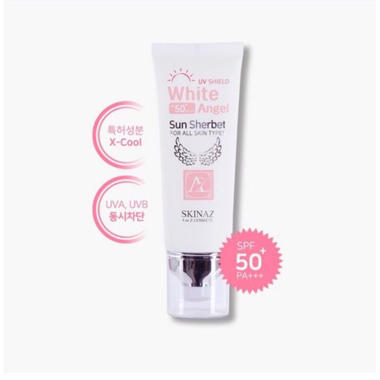 Kem Chống Nắng Skinaz Hàn Quốc (White Angel Sun Sherbet) SPF 50 + mẫu mới 2020 (70ml)