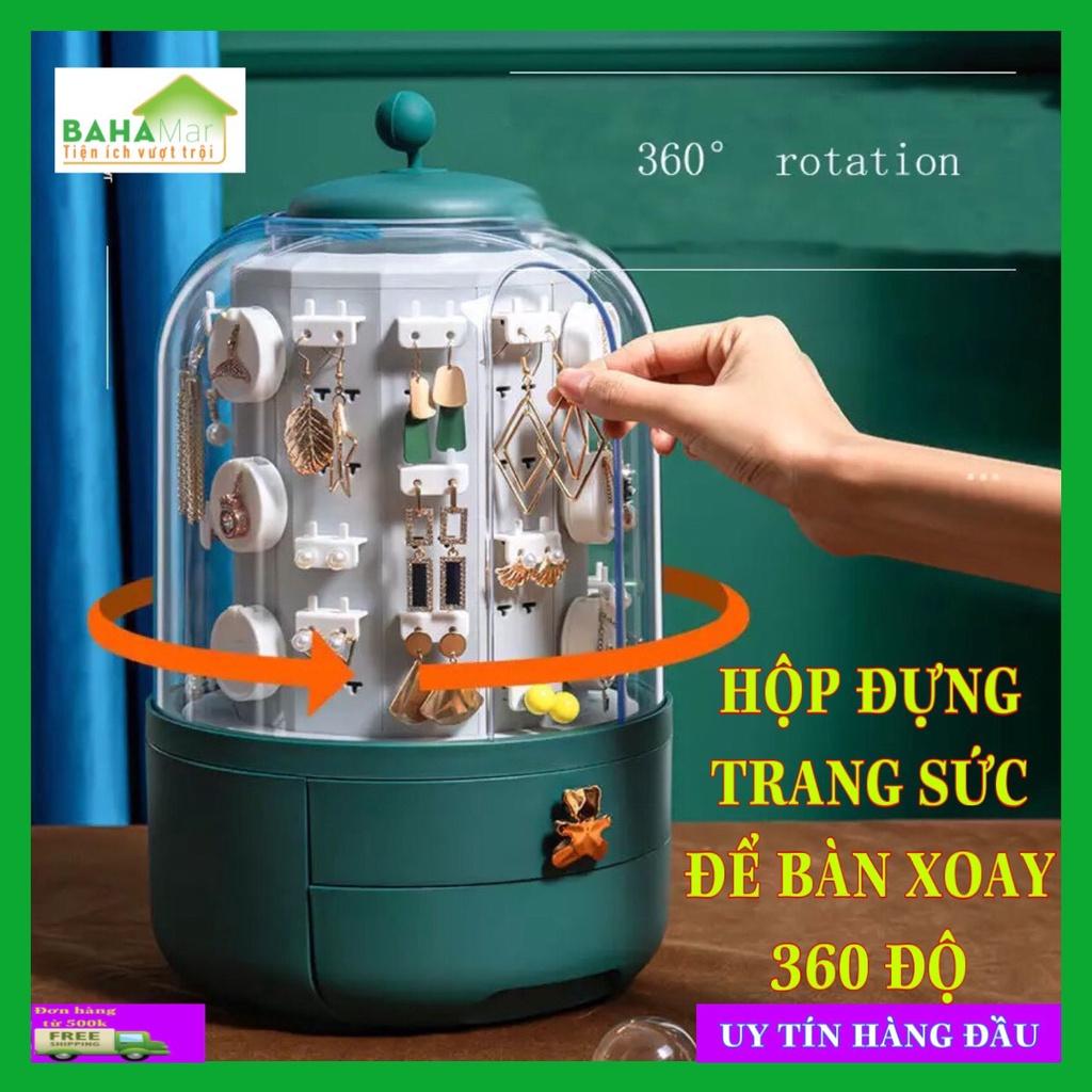 HỘP ĐỰNG TRANG SỨC ĐỂ BÀN XOAY 360 ĐỘ &quot;BAHAMAR&quot; An toàn trang sức, thiết kế móc có thể treo các đồ trang sức trong hộp