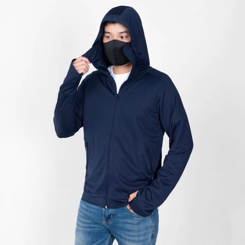 Áo Chống Nắng Nam 2 Lớp Cotton UPF50+ | Vải Kim Cương | Làm Mát | Thời Trang | Đa Dụng Size L 47-56kg MÀU ĐEN - XANH ĐEN