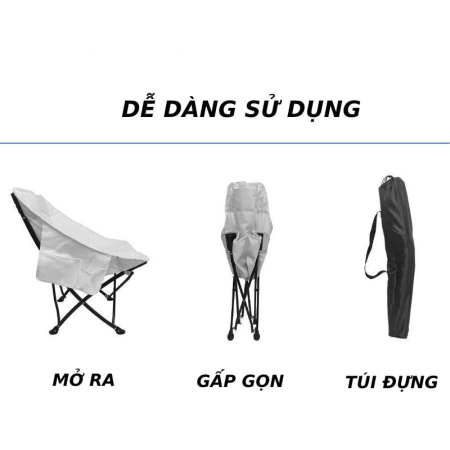 Ghế dã ngoại gấp gọn, ghế xếp camping, cắm trại siêu bền, chịu tải lớn 150kg