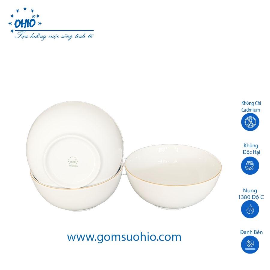 Tô Tống 20.5cm Sứ Trắng Viền Kim OHIO
