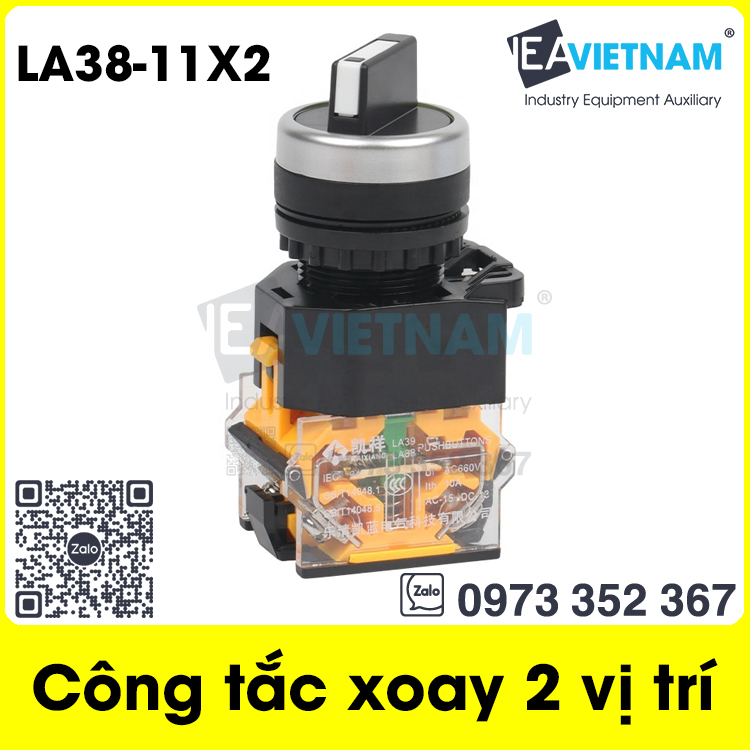 Công tắc xoay 2 vị trí phi 22mm LA38-11X2 / Công tắc nút xoay 2 tiếp điểm 22 mm