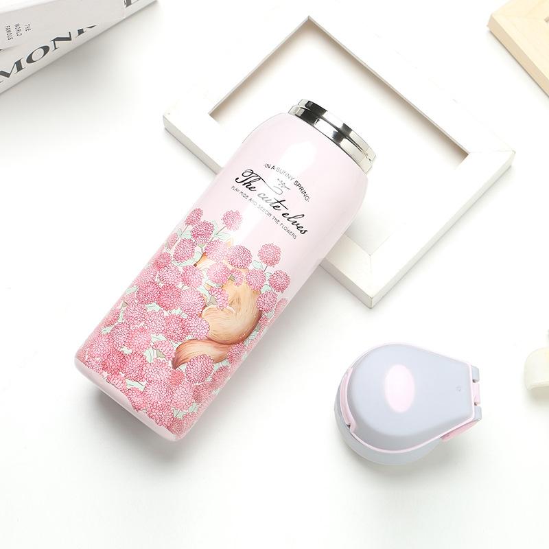 380/450ML Treo Tường Đôi Thể Thao Trà Cà Phê Giữ Nhiệt Nóng 304 Bình Giữ Nhiệt Chân Không Thép Không gỉ Cốc tập uống có ống hút cách nhiệt cup