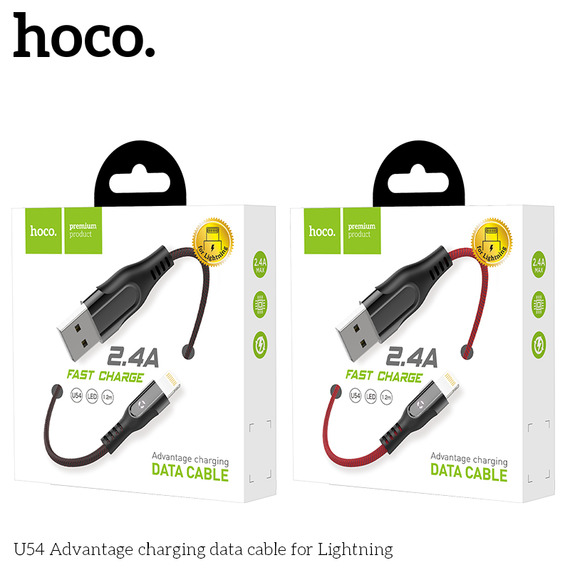 Cáp Sạc (IPhone, IPad) Hoco U54 - Lightning - 1,2M + Tặng Kèm Ghế Đỡ Điện Thoại Chữ O - Hàng Chính Hãng