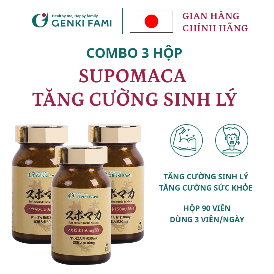 Mua 3 Tặng 1 Hộp Viên Uống Tăng Cường Sinh Lý, Sức Khỏe Nam Giới, Chiết Xuất Nhân Sâm, Hàu Biển, Baba Supomaca Genki Fami Nhật Bản