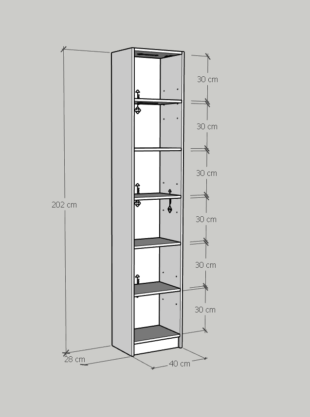 [Happy Home Furniture] CATY, kệ sách 6 tầng size nhỏ tích hợp đèn LED, 40cm x 28cm x 202cm (DxRxC), KSA_009_LED