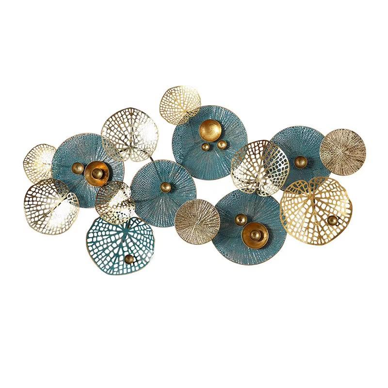 Tranh Sắt Treo Tường Nghệ Thuật,Tranh Decor Trang Trí Hoạ Tiết Lá Sen-Vật Trang Trí Tường Kim Loại-Phong Cách Mới